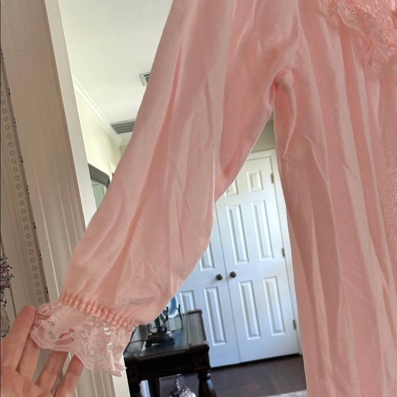 Vintage Night Time Creations Pink Ruffled Flannel Long Nightgown - Picture 11 of 15